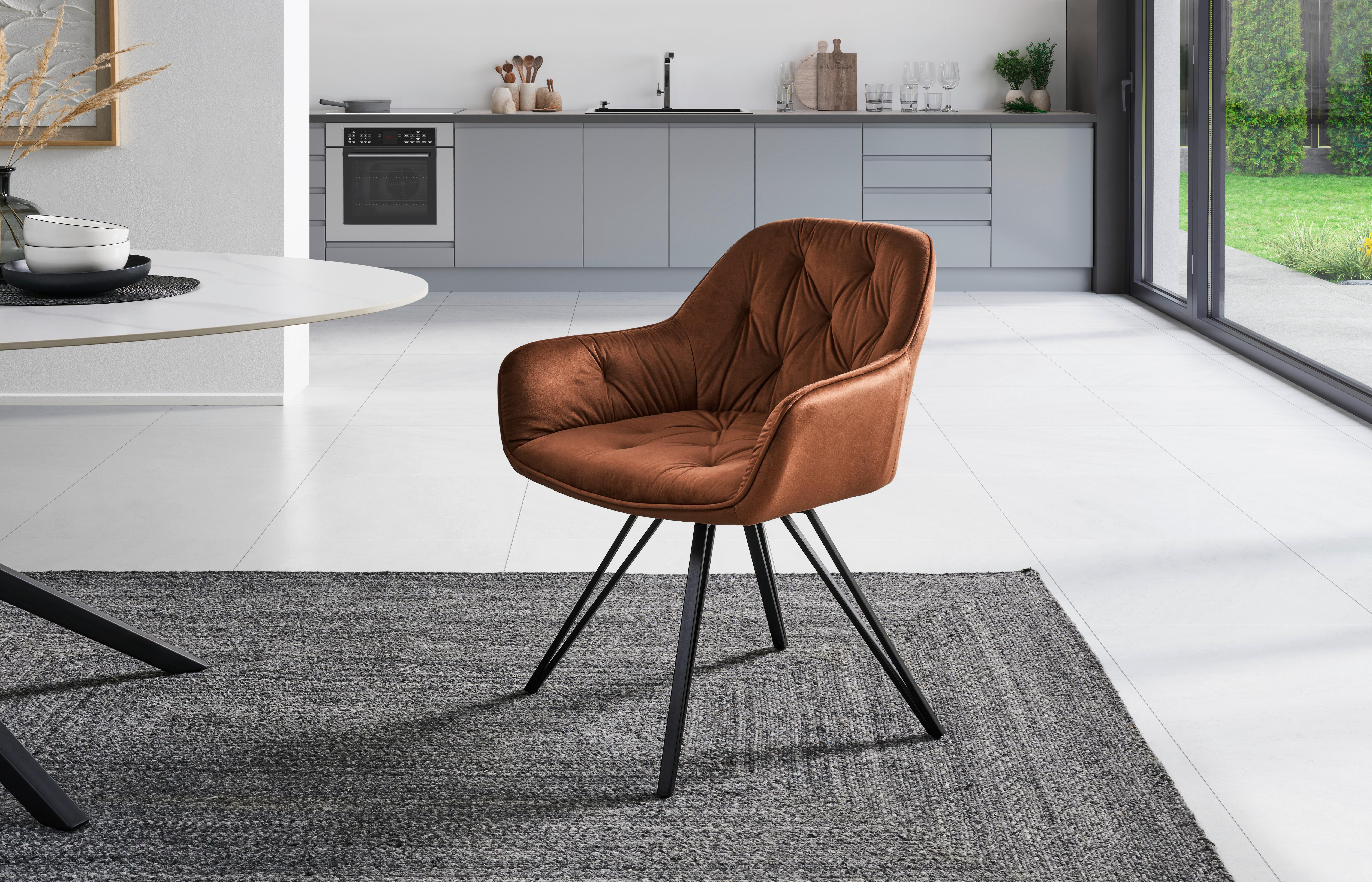 Armlehnstuhl Cardiff - Schwarz/Braun, LIFESTYLE, Holz/Textil (61/82/62cm) - Livetastic