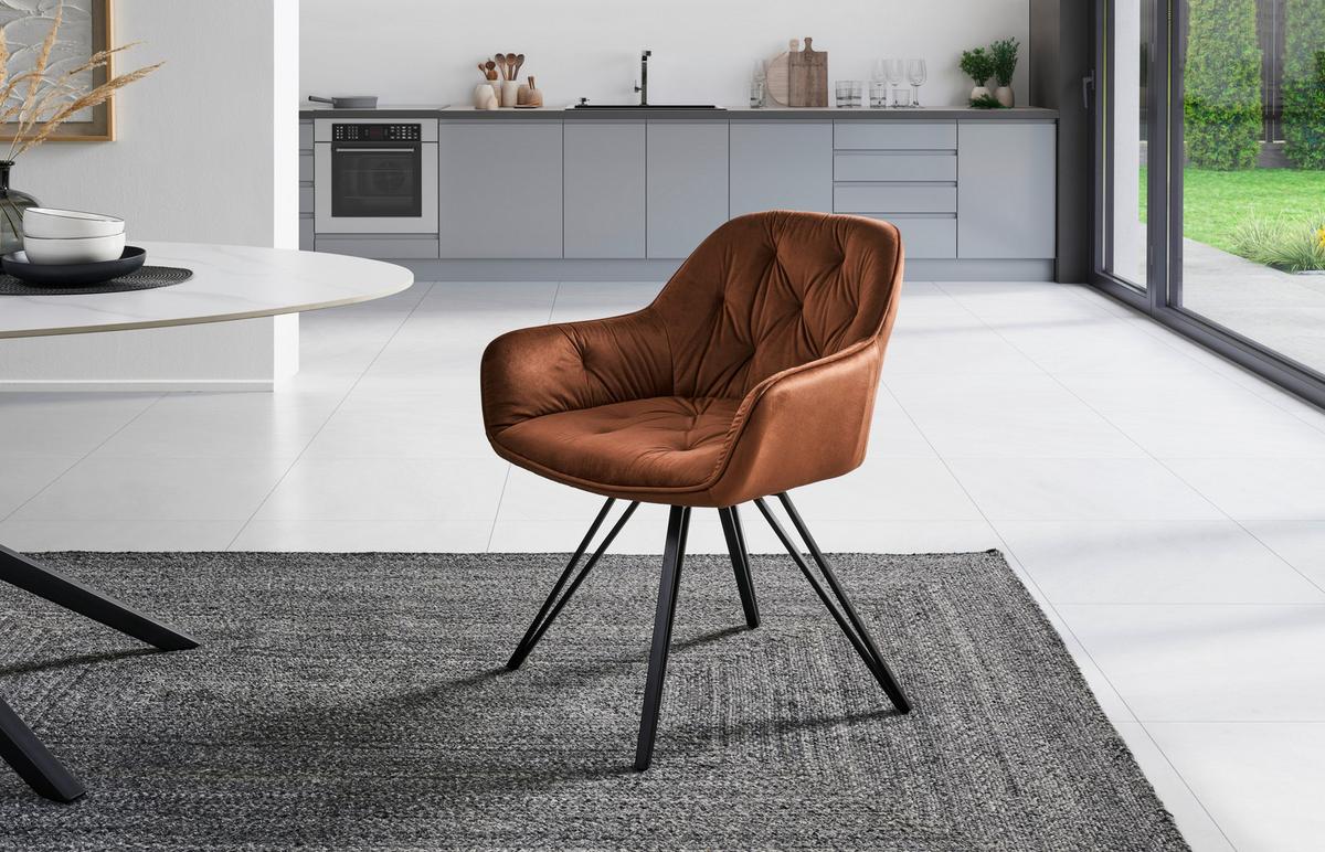 Armlehnstuhl Cardiff - Schwarz/Braun, LIFESTYLE, Holz/Textil (61/82/62cm) - Livetastic