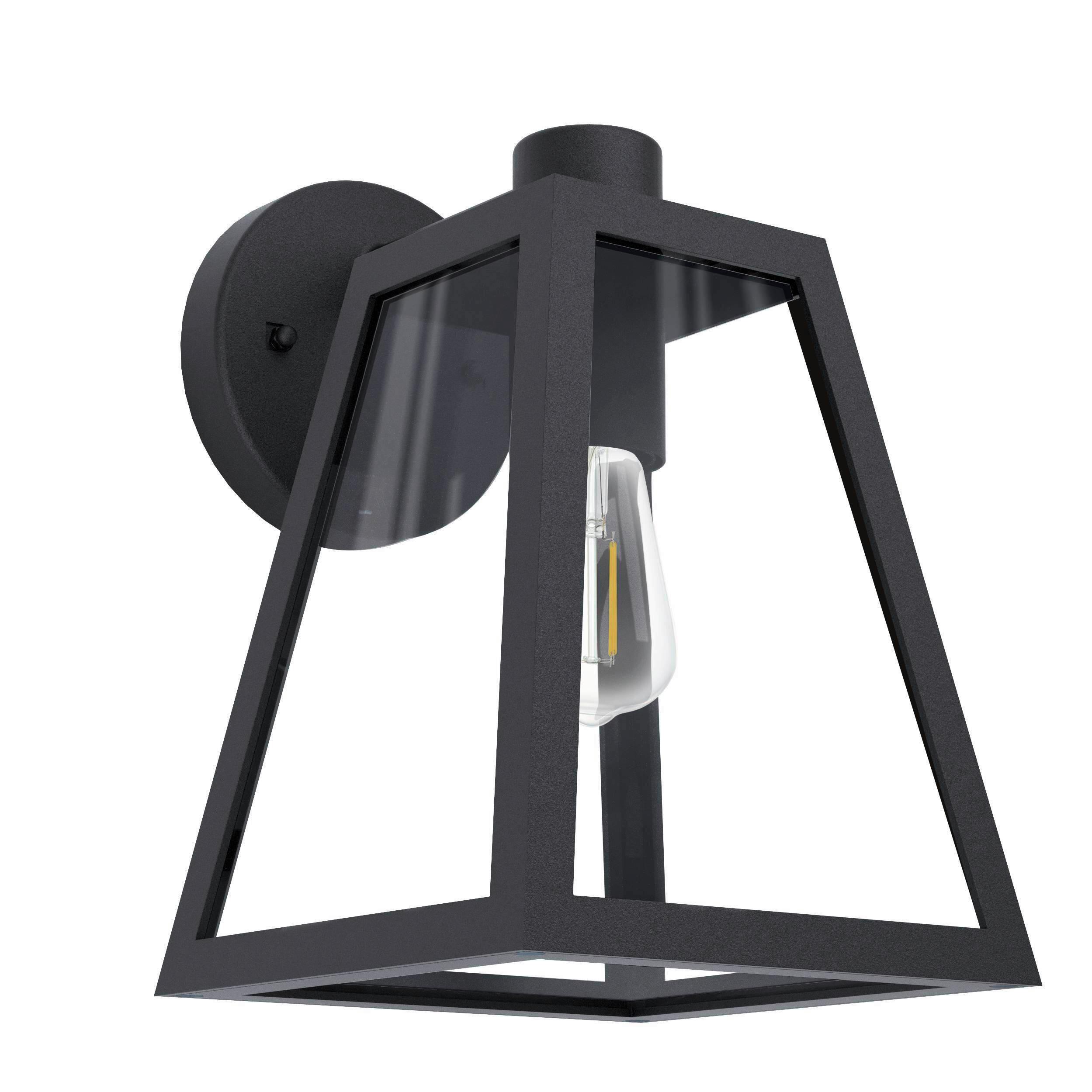Außenwandleuchte Mirandola 60W Metall Glas, Wandmontage - Klar/Schwarz, KONVENTIONELL, Glas/Metall (22,5/18/27cm) - Eglo