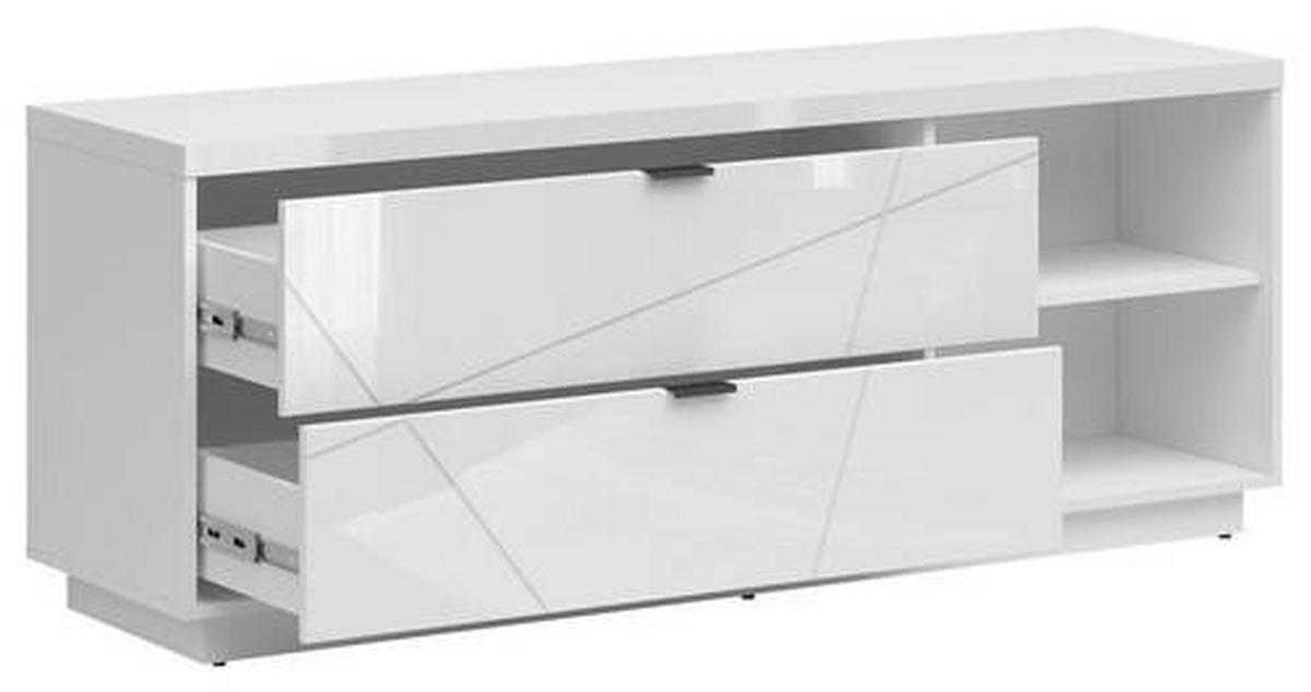 Lowboard Forn Tv Stand - Weiß Hochglanz/Schwarz, Design, Holzwerkstoff (156/61/42,5cm)