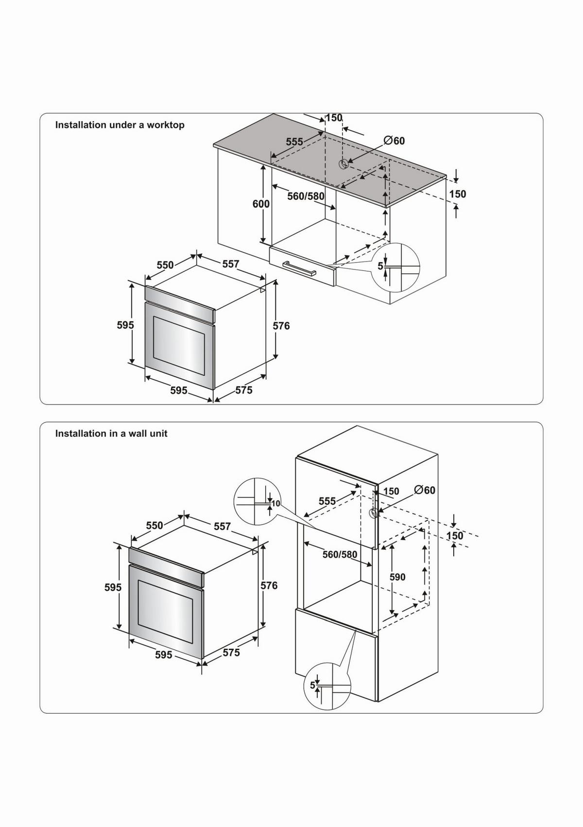 Einbaubackofen Boaus65 - Schwarz, Basics, Glas/Metall (59,5/59,5/55-57cm) - Mican