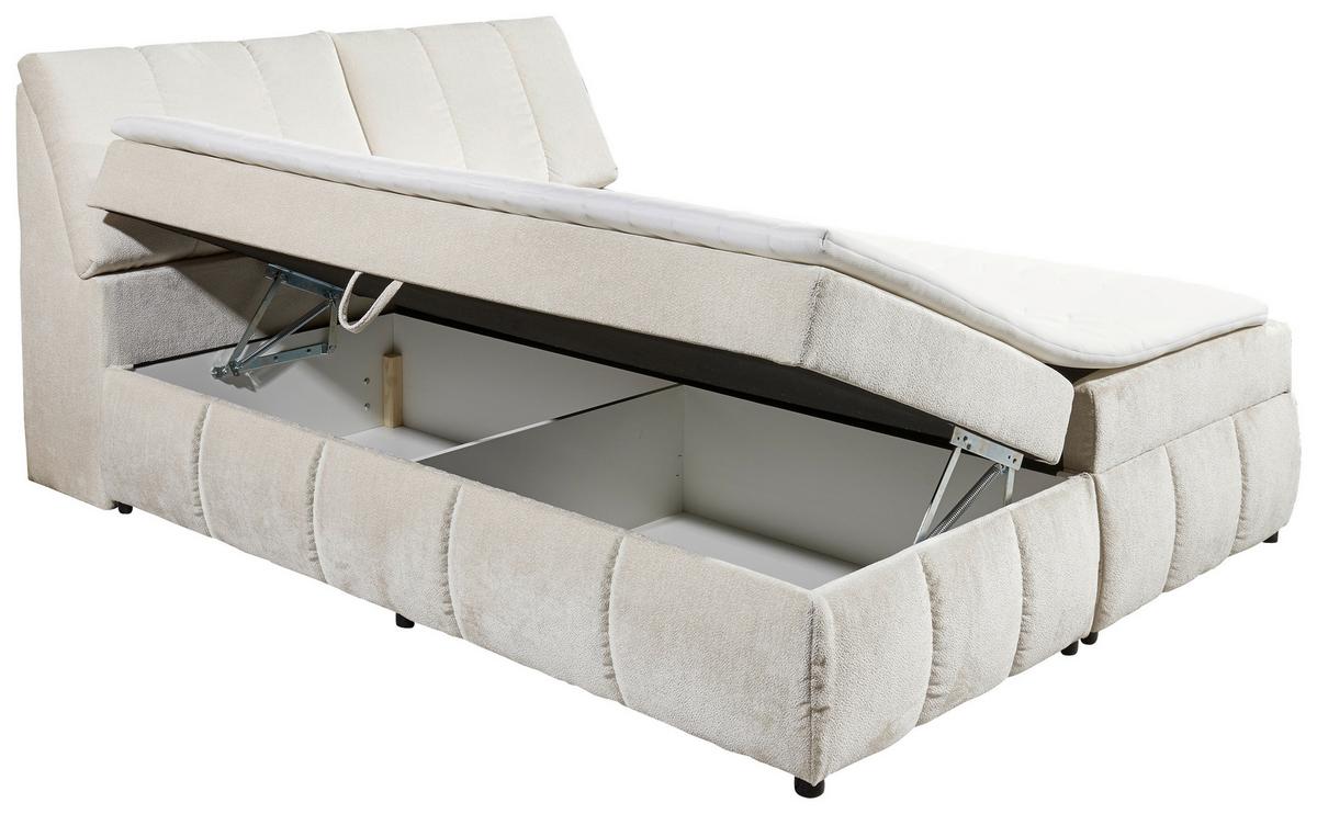 Boxbett Mit Topper & Bettkasten 160x200 Valencia - Beige/Schwarz, MODERN, Holzwerkstoff/Textil (160/200cm) - MID.YOU