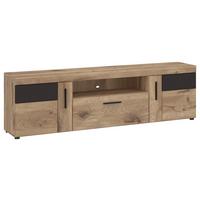 Tv-elem Grano - tölgyfa/sötétszürke, Trend, faalapú anyag (185,3/55,8/40,9cm)