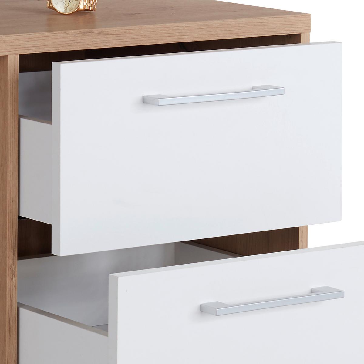 Schreibtisch mit Stauraum B 123,4cm H 73cm Box, Eiche - Eichefarben, MODERN, Holzwerkstoff (123,4/73/50cm) - Ondega