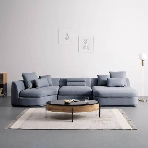 Sedacia súprava Anna modrosivá - modrá/sivá, Modern, drevo/textil (360/71/134cm) - Bessagi Home