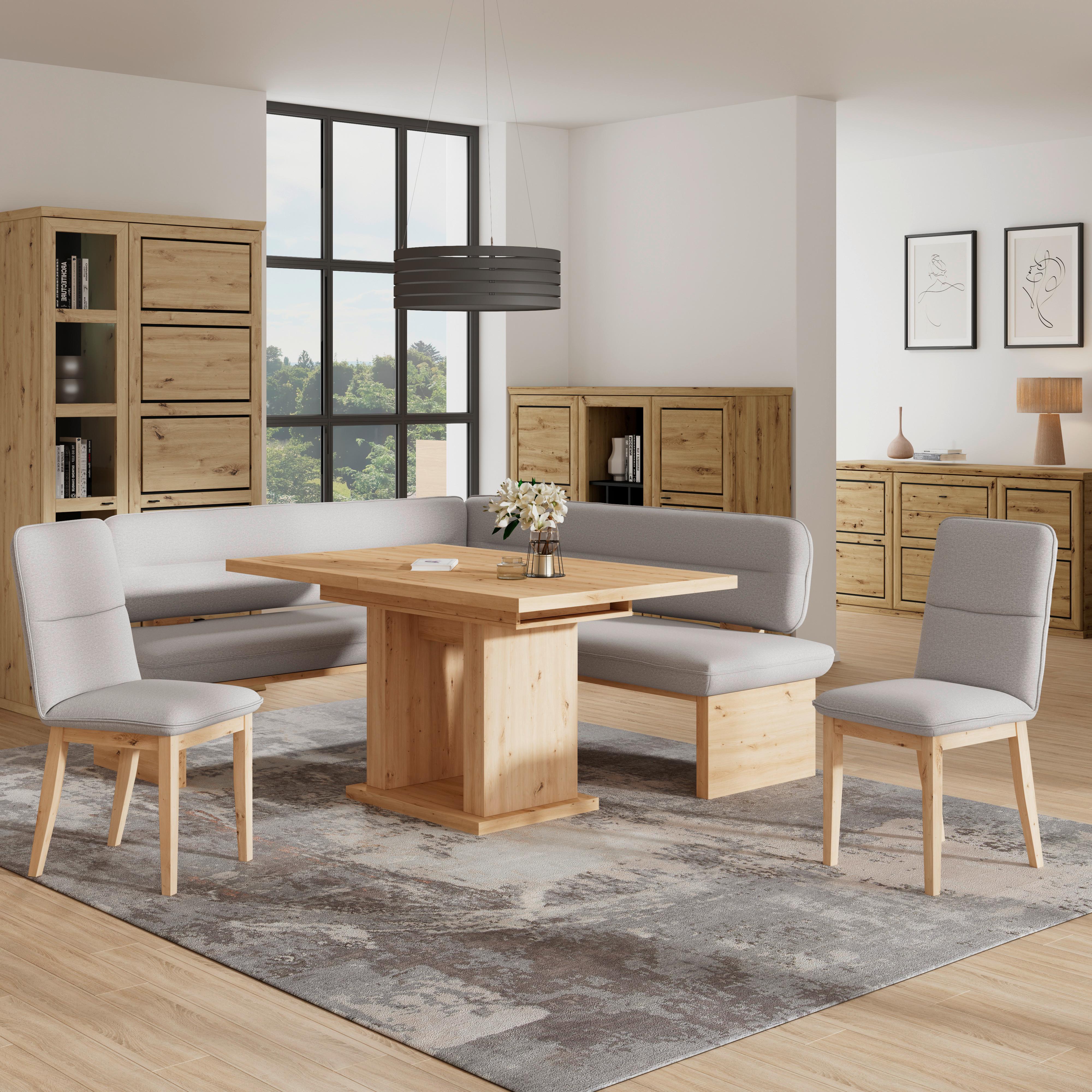 Eckbank Beluna Ii Webstoff Hellgrau, B: 170cm - Eichefarben/Hellgrau, KONVENTIONELL, Holz/Textil (170/212cm) - James Wood