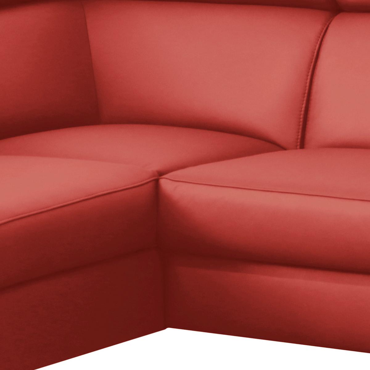 Ecksofa Lince Rot S: 197x257 Cm - Chromfarben/Rot, Design, Leder/Textil (197/257cm) - Livetastic
