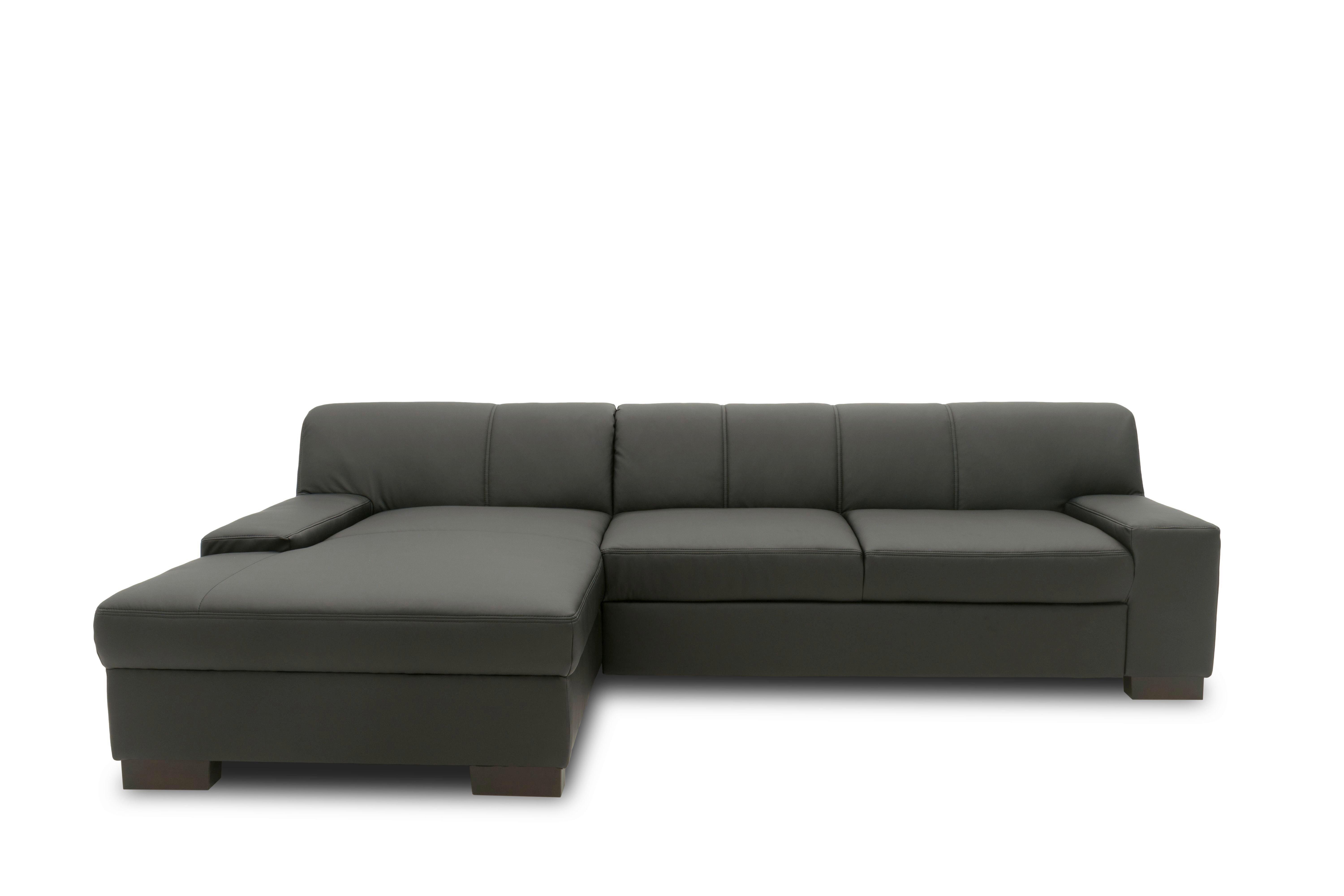 Ecksofa mit Schlaffunktion Norma Schwarz Lederlook - Wengefarben/Schwarz, Design, Textil (153/268cm) - MID.YOU