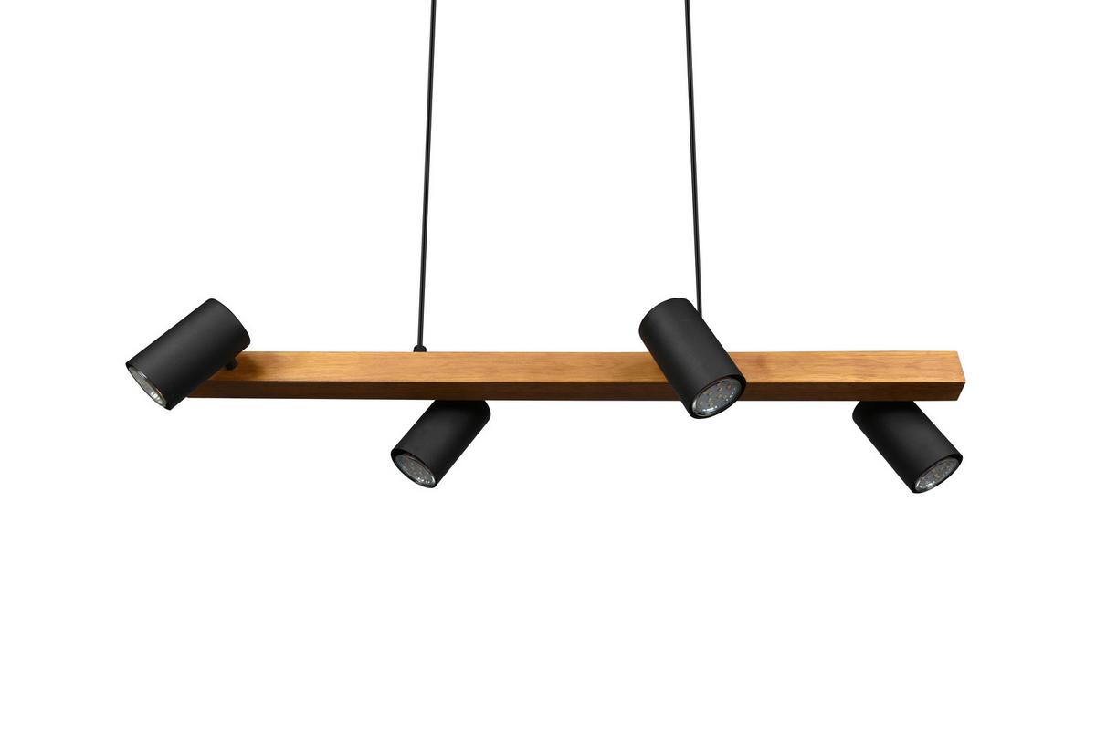 Hängeleuchten Marley H: 150 cm 4-Flammig, Echtholz Kiefer - Schwarz, Basics, Holz/Metall (80/20/150cm) - Trio Leuchten