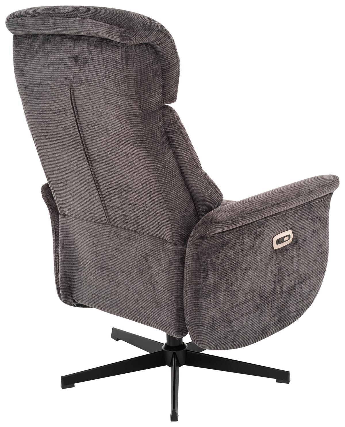 Relaxsessel Manila Chenille Anthrazit, B: 73 Cm - Anthrazit/Schwarz, MODERN, Textil/Metall (73/113/89cm)