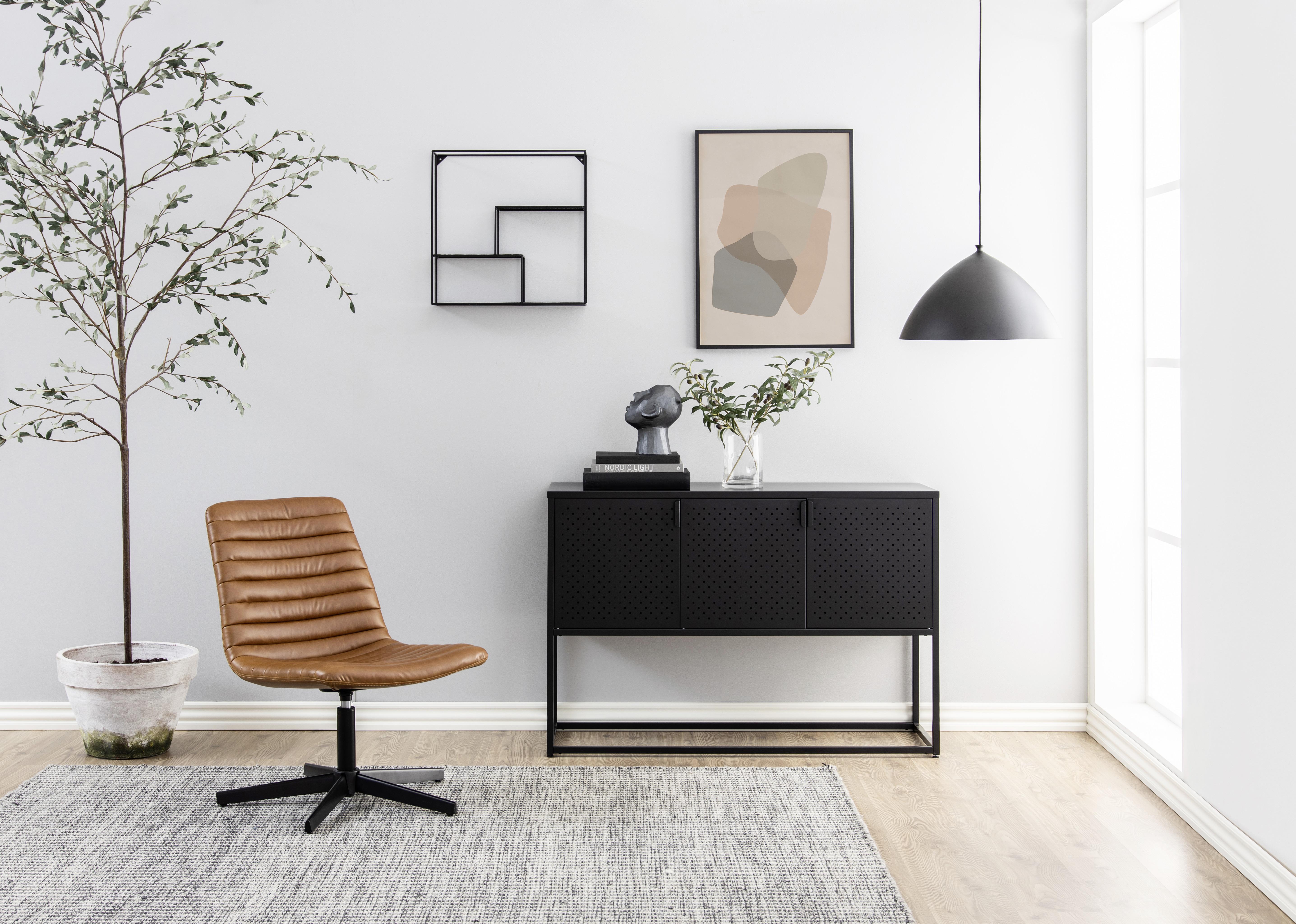 Sideboard Metall Mit 3 Türen 120 cm Newton Trend Schwarz - Schwarz, Trend, Metall (120/80/40cm) - MID.YOU
