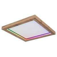 Led-deckenleuchte 41374-24 - Dunkelbraun/Opal, Natur, Holzwerkstoff/Kunststoff (40/40/6,5cm) - Globo