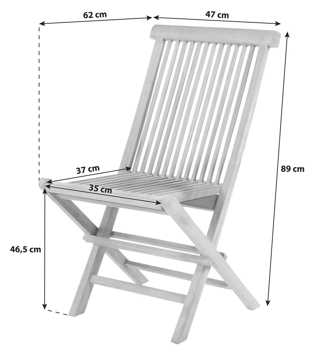 Gartenstuhl Klappbar, Woodie aus Teakholz - Teakfarben, Basics, Holz (47/89/62cm)