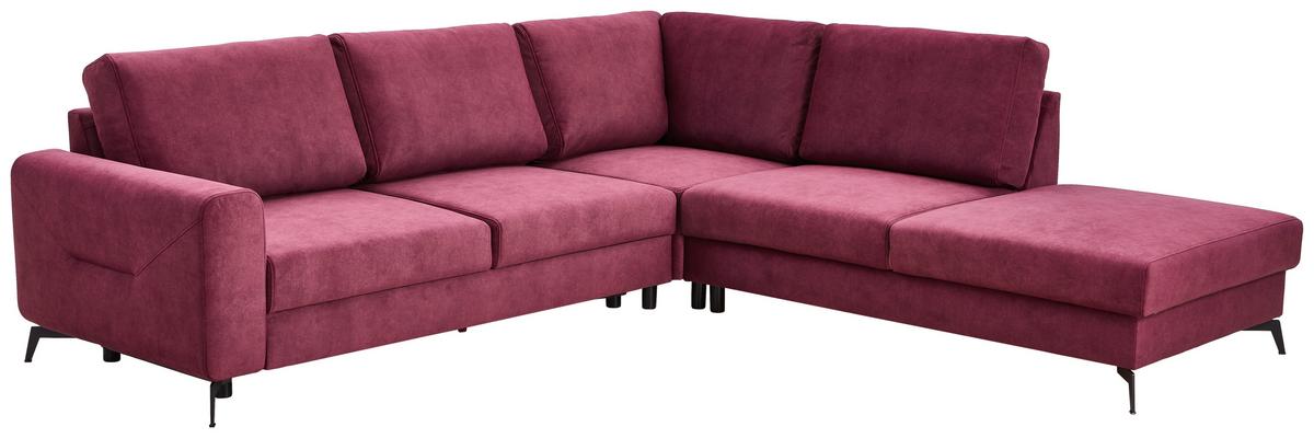 Ecksofa Mit Schlaffunktion Adesso Bordeaux Chenille - Bordeaux/Schwarz, KONVENTIONELL, Textil (275/257cm) - MID.YOU