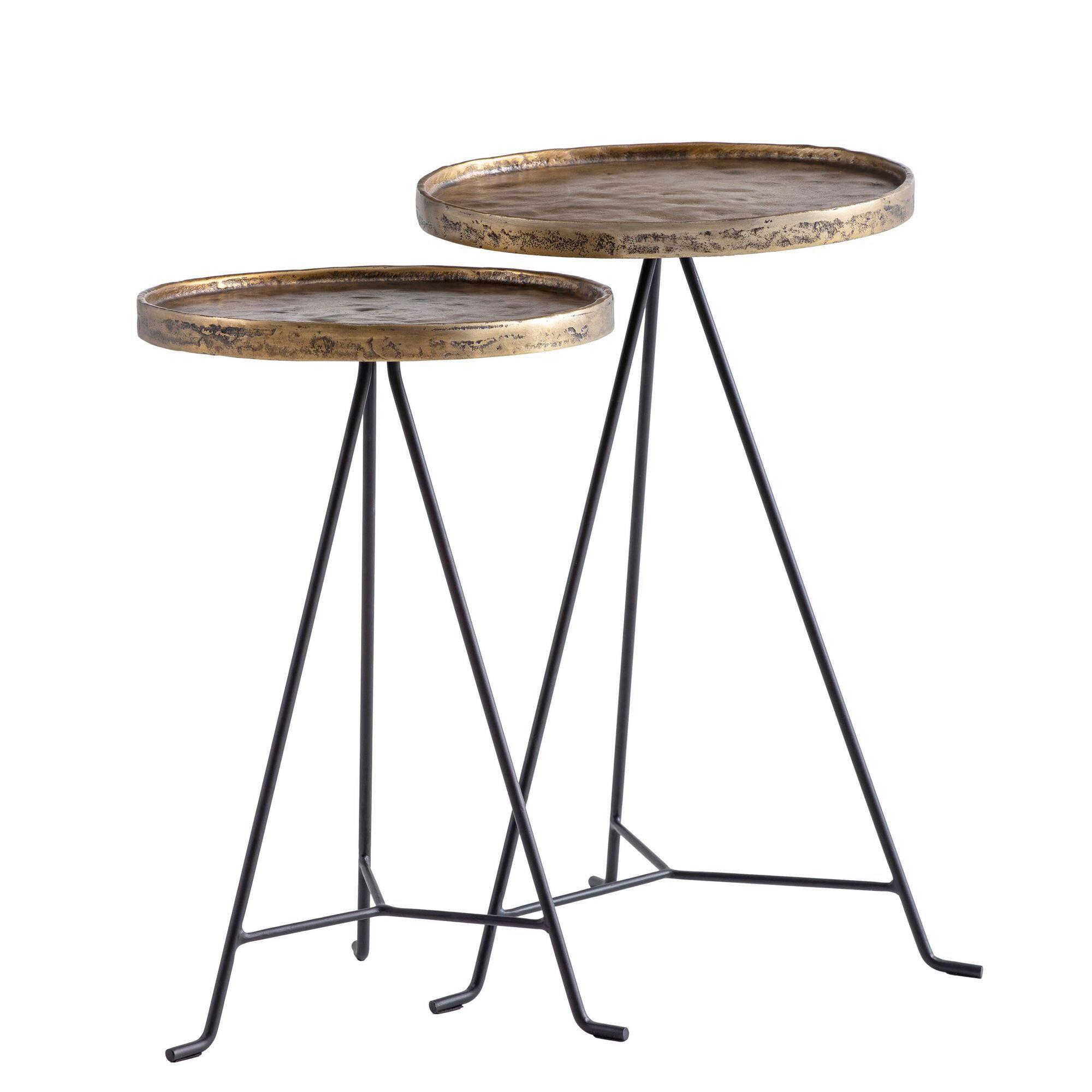 Beistelltischset Goldfarben 2-teilig - Goldfarben/Schwarz, Design, Metall - Livetastic