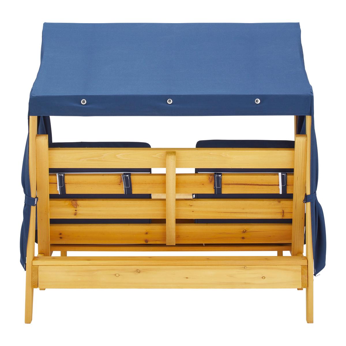 Záhradná pohovka pre deti DAISY - modrá/biela, Modern, drevo/textil (84,8/89/92,5cm) - Bessagi Kids