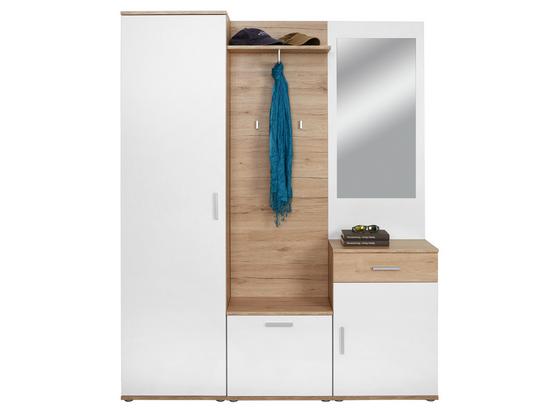 Šatna Mia - bílá/barvy dubu, Moderní, kompozitní dřevo/sklo (150/190/30cm) Šatna Mia - bílá/barvy dubu, Moderní, kompozitní dřevo/sklo (150/190/30cm)