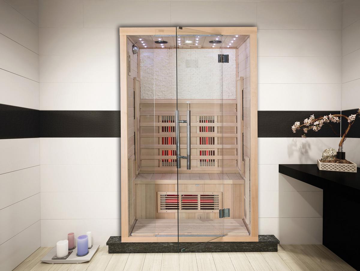 Infrarotkabine 2 Personen 120x200x105cm Göteborg - Naturfarben, MODERN, Holz (120/200/105cm)