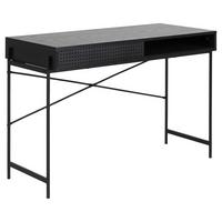 Schreibtisch Mit Schiebetür B:110cm H:50cm Angus Schwarz - Schwarz, KONVENTIONELL, Holzwerkstoff/Metall (110/50/75cm) - MID.YOU