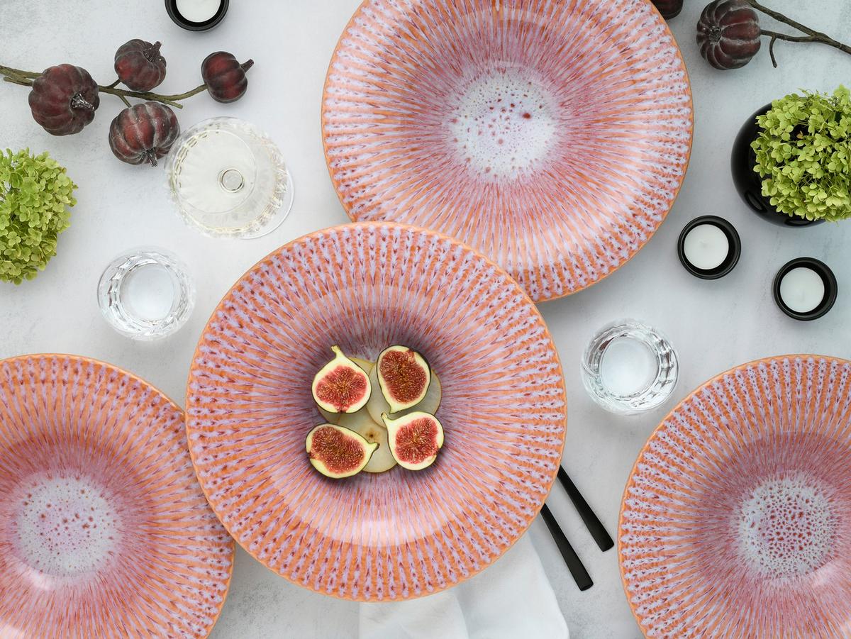 Gourmetteller Allegra Schwarz/Lachsfarben, Ø 30,5 cm - Schwarz/Lachsfarben, Basics, Keramik (30,5/6,5cm) - Creatable