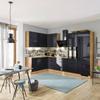Eckküche Ip4050 ohne Geräte 185x320 cm Schwarz Hochglanz - Schwarz Hochglanz/Eichefarben, Basics (185/320cm) - Impuls
