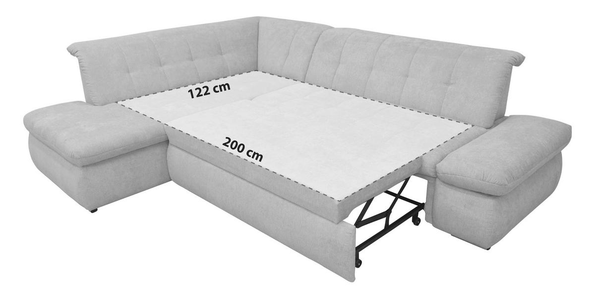Ecksofa Mit Schlaffunktion Moric Grau Mikrofaser - Chromfarben/Grau, KONVENTIONELL, Textil (216/273cm) - MID.YOU
