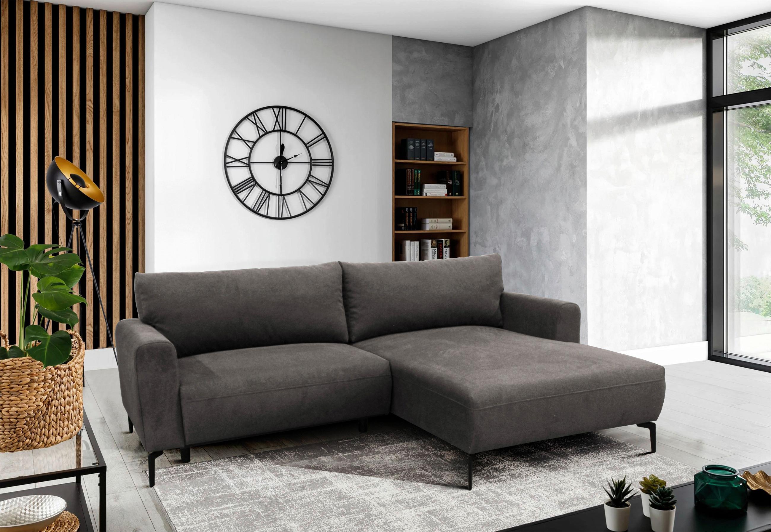 Ecksofa Prince Braun S: 240x163 cm - Schwarz/Braun, Design, Textil (240/163cm) - MID.YOU
