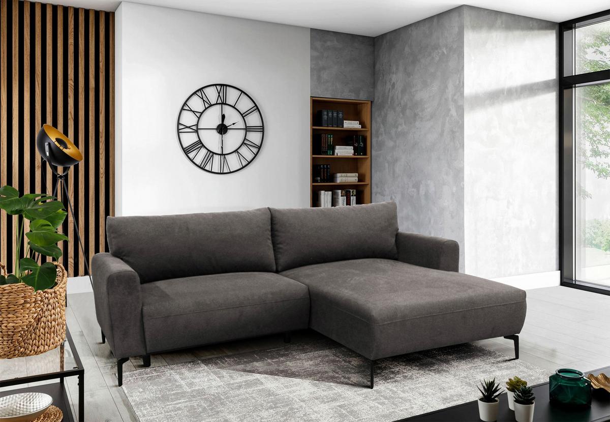 Ecksofa Prince Braun S: 240x163 cm - Schwarz/Braun, Design, Textil (240/163cm) - MID.YOU