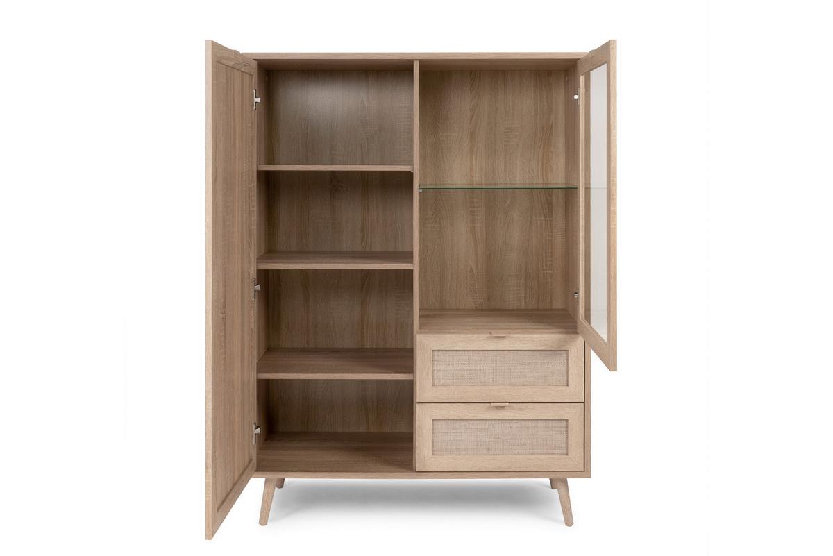 Highboard + Glastür 101,5 Cm Bali, Eiche/geflechtoptik - Sonoma Eiche, Natur, Glas/Holzwerkstoff (101,5/139/40cm) - MID.YOU
