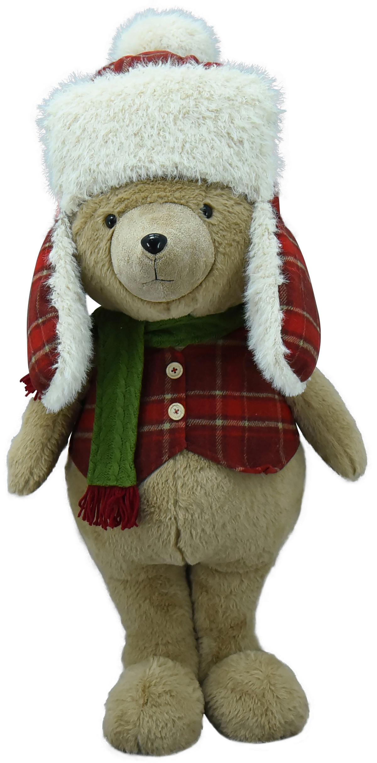 Dekobär Bernard - Rot/Braun, KONVENTIONELL, Holz/Kunststoff (35/33/72cm) - Luca Bessoni