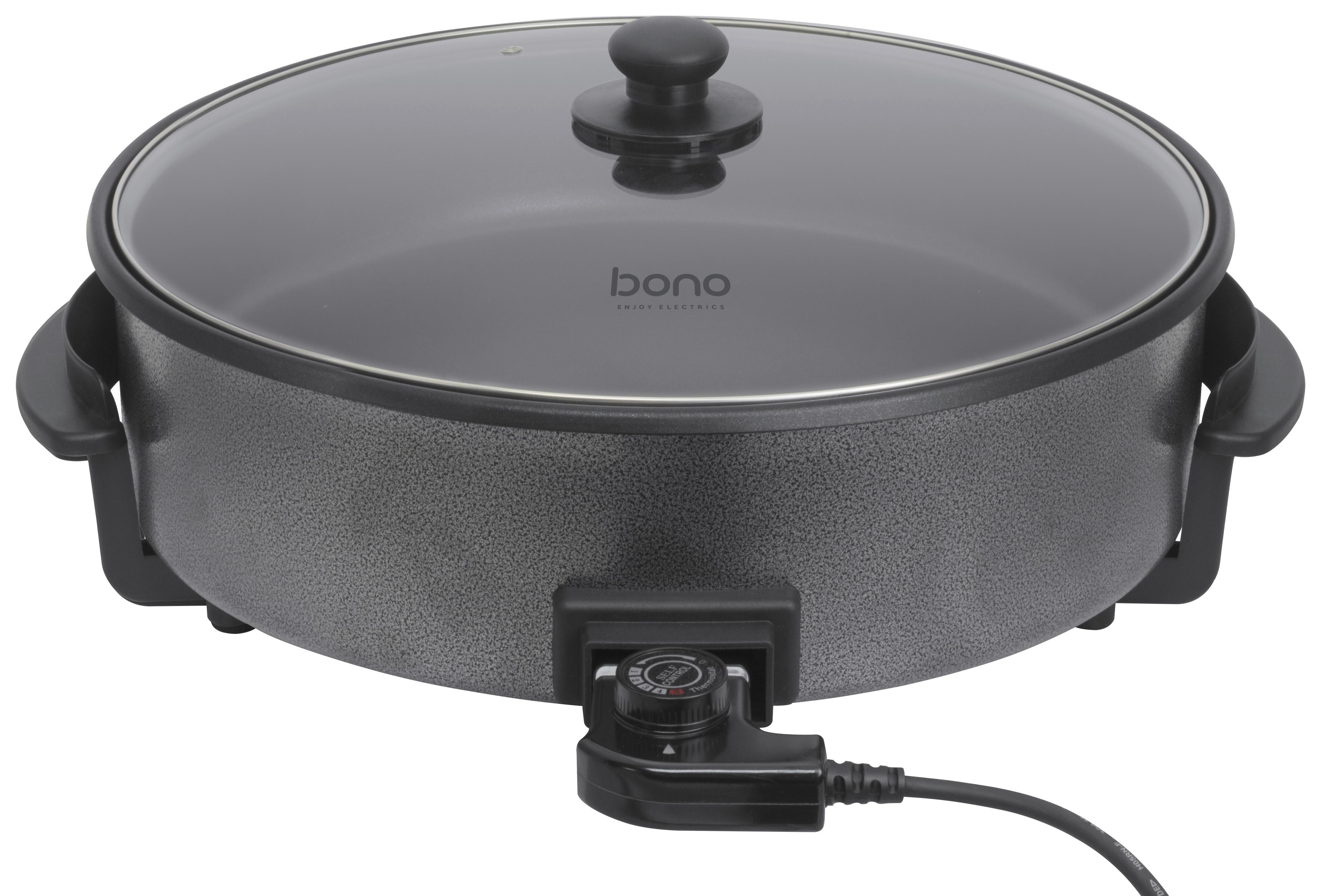 Elektrische Pfanne mit Glasdeckel D: ca. 42 cm - Anthrazit, KONVENTIONELL, Metall (42/7cm) - Bono