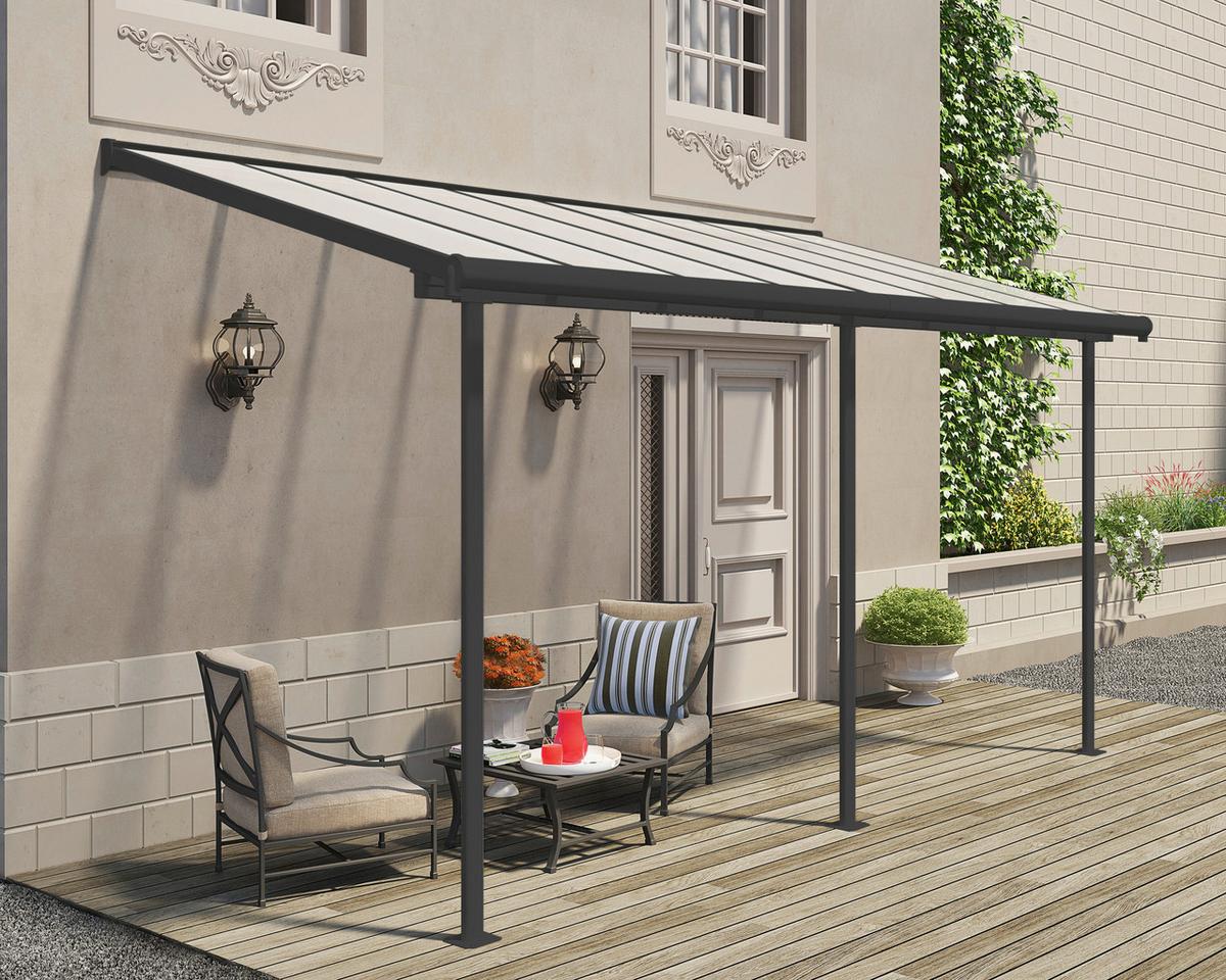 Terrassenüberdachung Palram Sierra 230x447 Cm Grau - Grau, Basics, Metall (447/257/230cm)