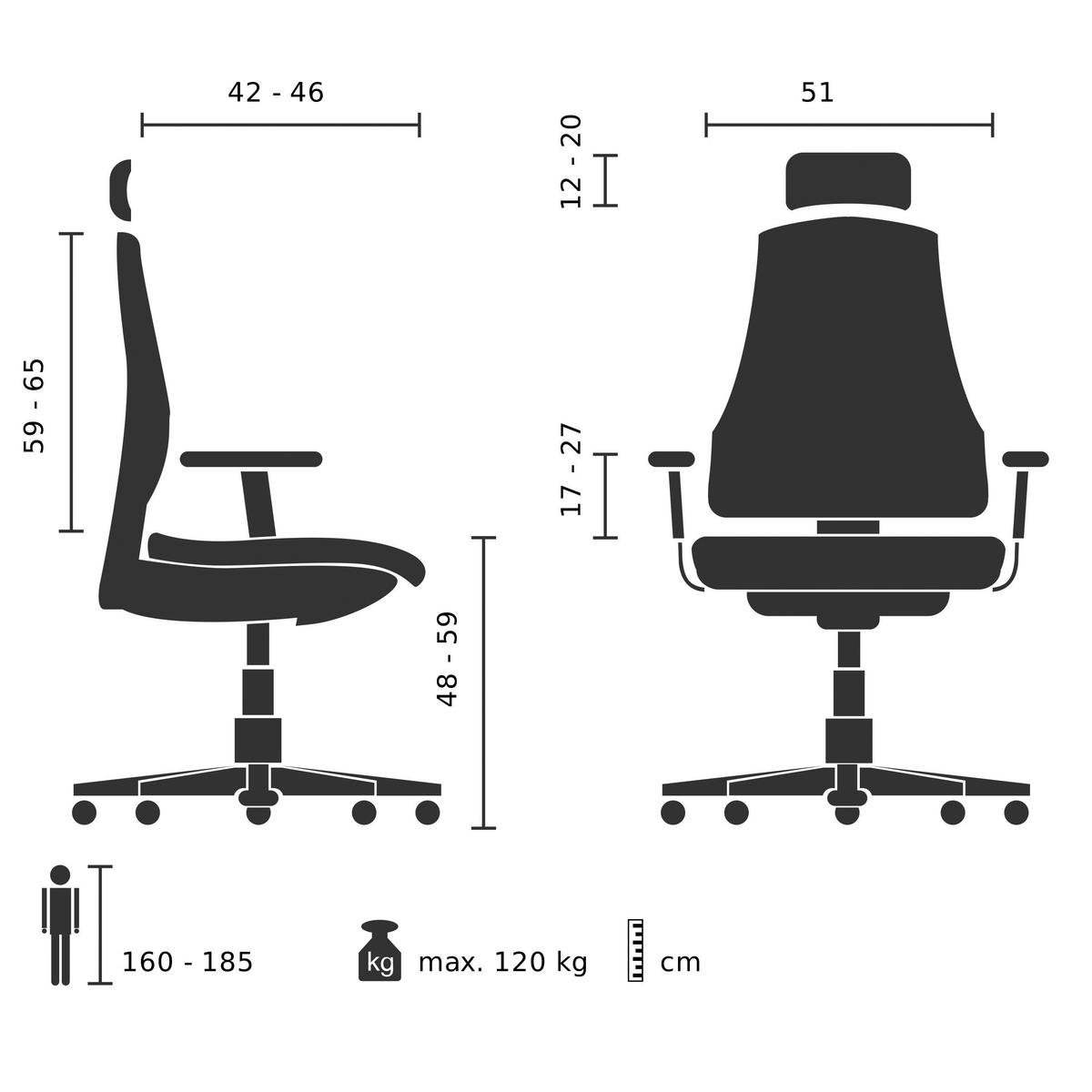 Drehstuhl Ergohuman I - Blau/Silberfarben, Basics, Kunststoff/Textil (69/119-144/65cm) - MID.YOU