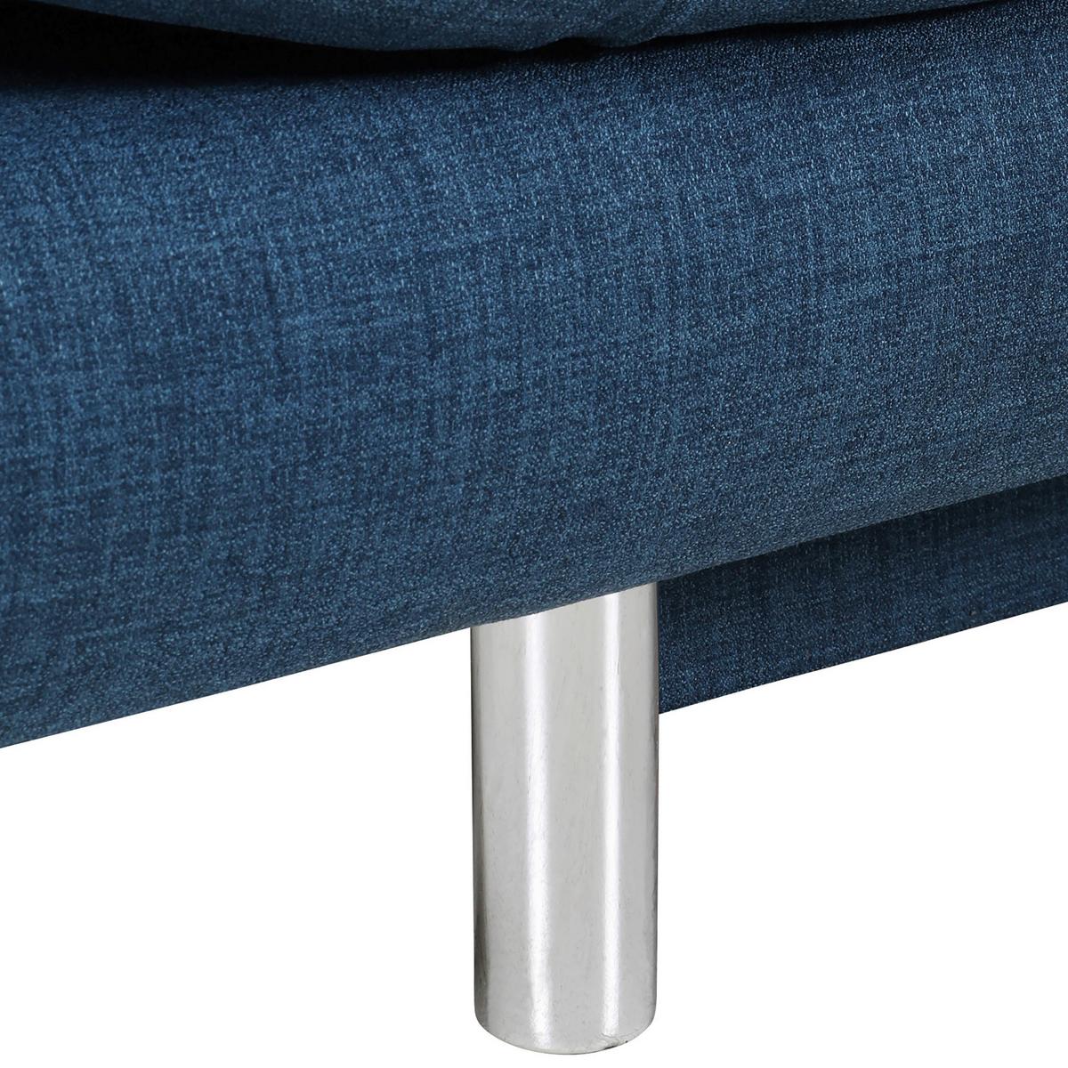 Schlafsofa Sorini, Blau B: 194 Cm - Chromfarben/Blau, Design, Textil (194/73/91cm) - MID.YOU