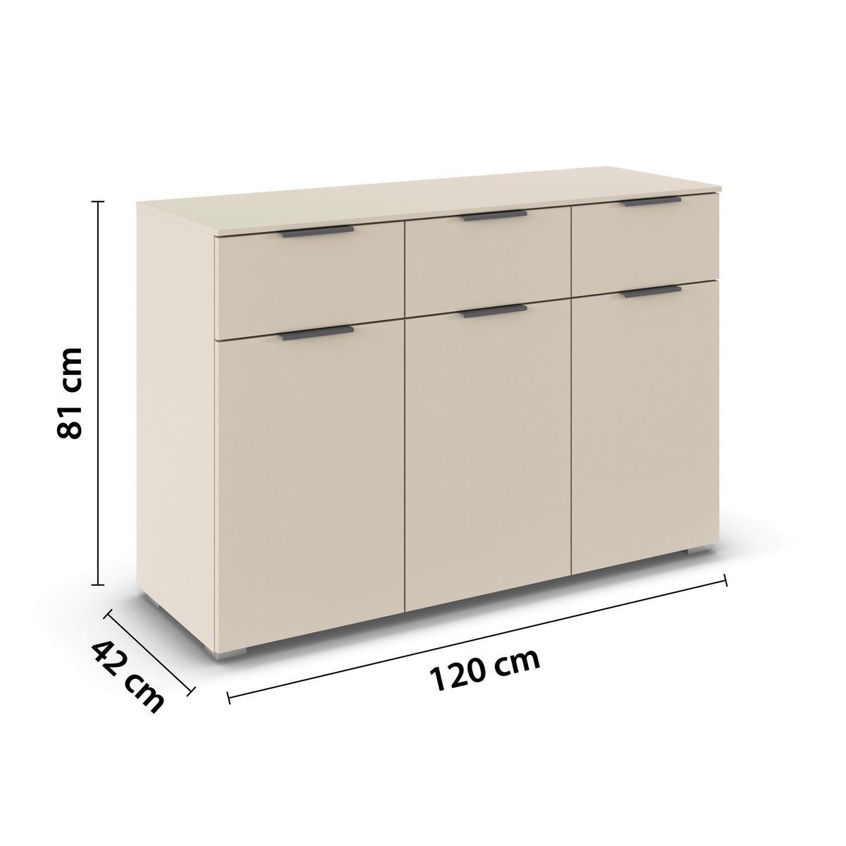 Kommode Alabama Super Champagnerfarben, B: 120cm - Champagner, Trend, Holzwerkstoff (120/81/42cm)