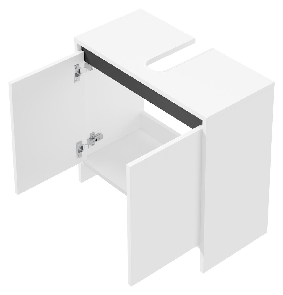 Waschbeckenunterschrank Slito B: 60cm Weiß - Anthrazit/Weiß, Basics, Holzwerkstoff (60/55/28cm) - MID.YOU