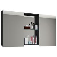 Spiegelschrank Budasi 2-Türig BxHxT: 112x59x12 cm - Schwarz, MODERN (112/59/12cm) - MID.YOU