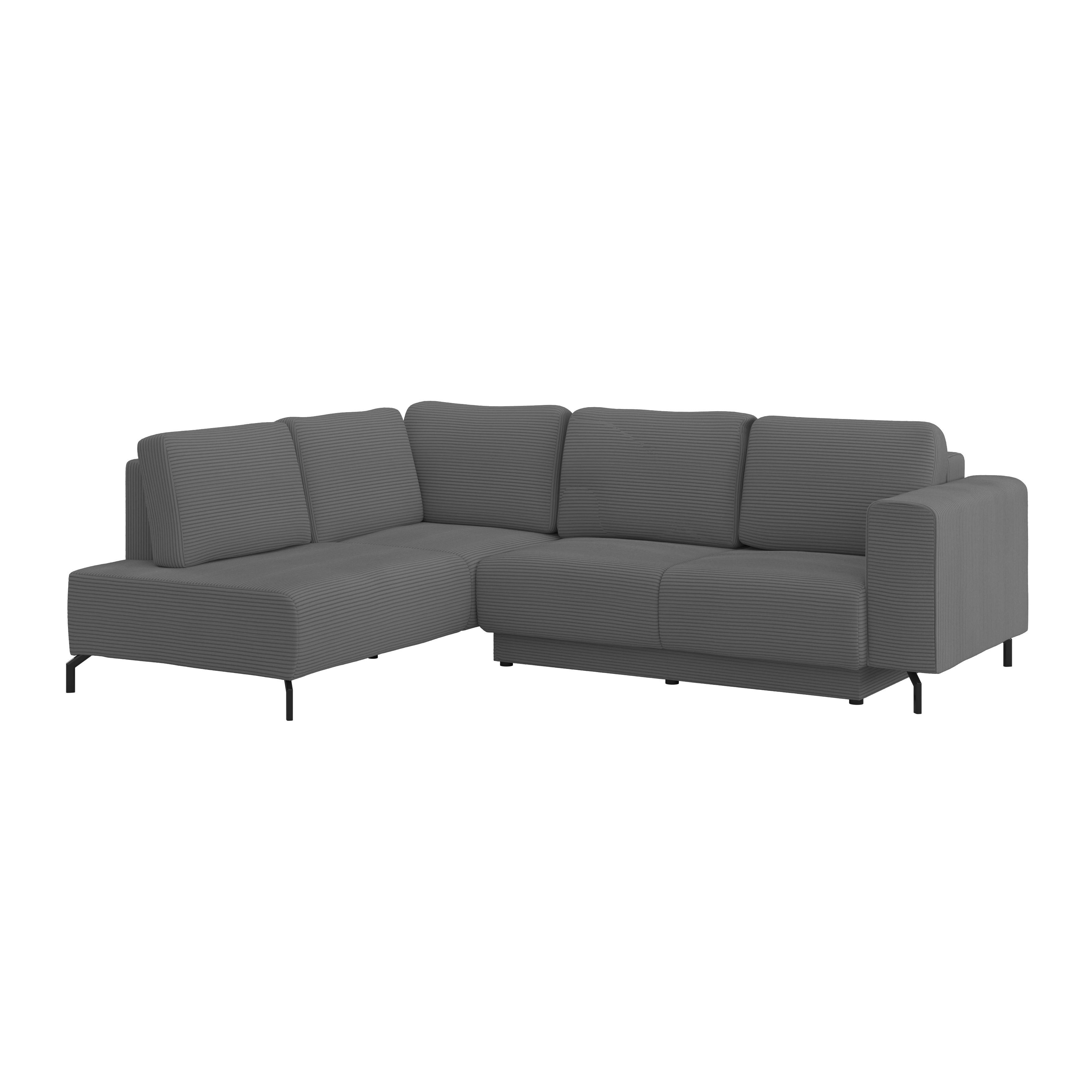 Rohová sedačka VENI, levá, tmavě šedý manšestr - černá/tmavě šedá, Moderní, textil (210/272cm) - Ondega