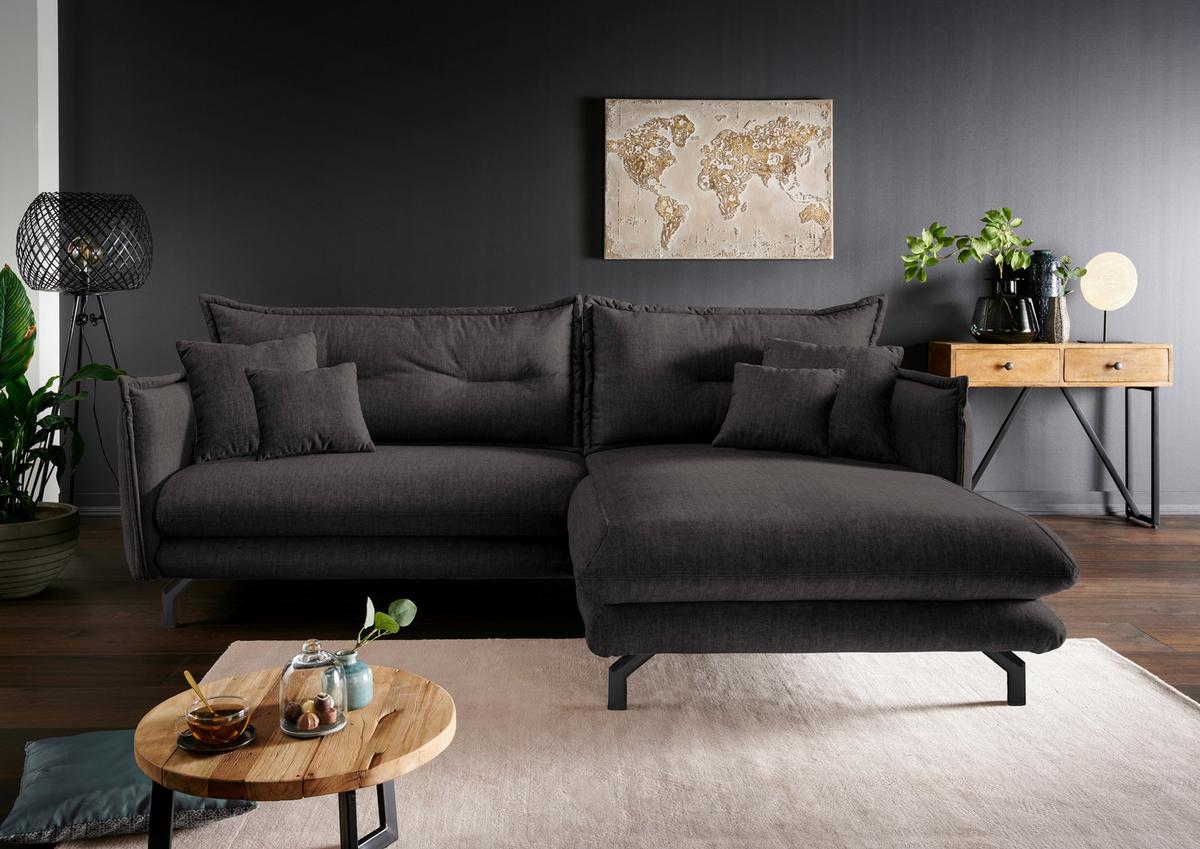 Ecksofa Lava Anthrazit S: 255/180 cm - Türkis/Anthrazit, MODERN, Textil (255/180cm) - Livetastic