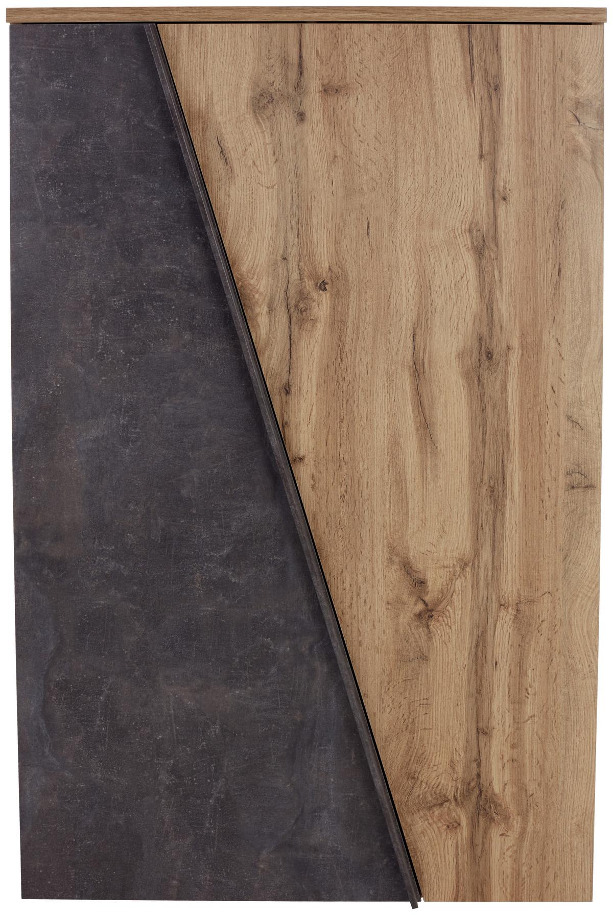 Félmagas Szekrény Venedig - tölgyfa/sötétszürke, Modern, faalapú anyag (77/134/37cm)