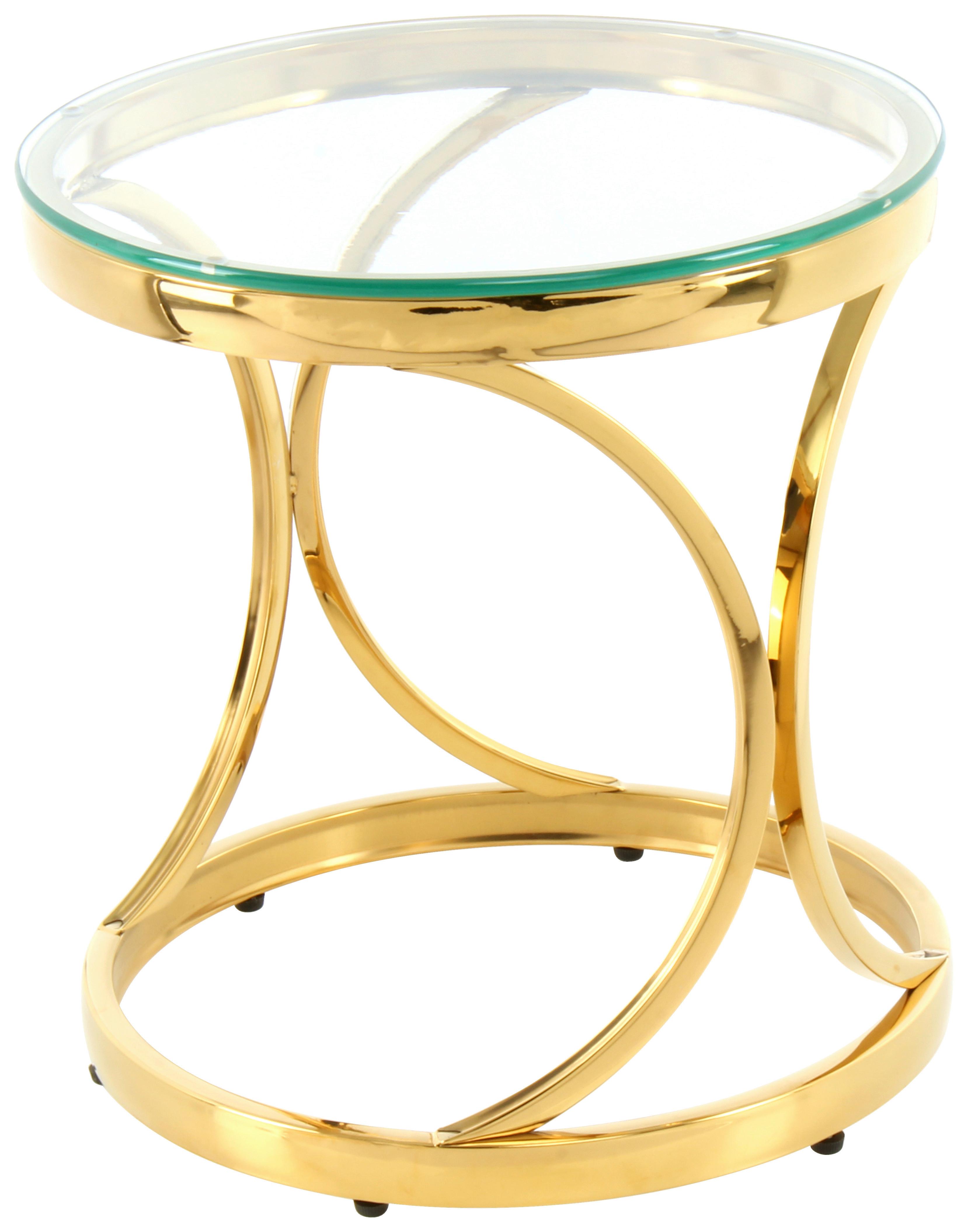 Beistelltisch Weyda 125 Goldfarben B: 40 cm - Goldfarben, Design, Glas/Metall (40/40/42cm) - Kayoom