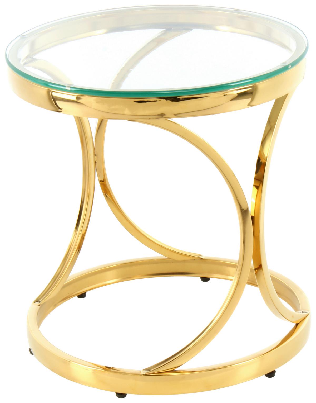 Beistelltisch Weyda 125 Goldfarben B: 40 cm - Goldfarben, Design, Glas/Metall (40/40/42cm) - Kayoom