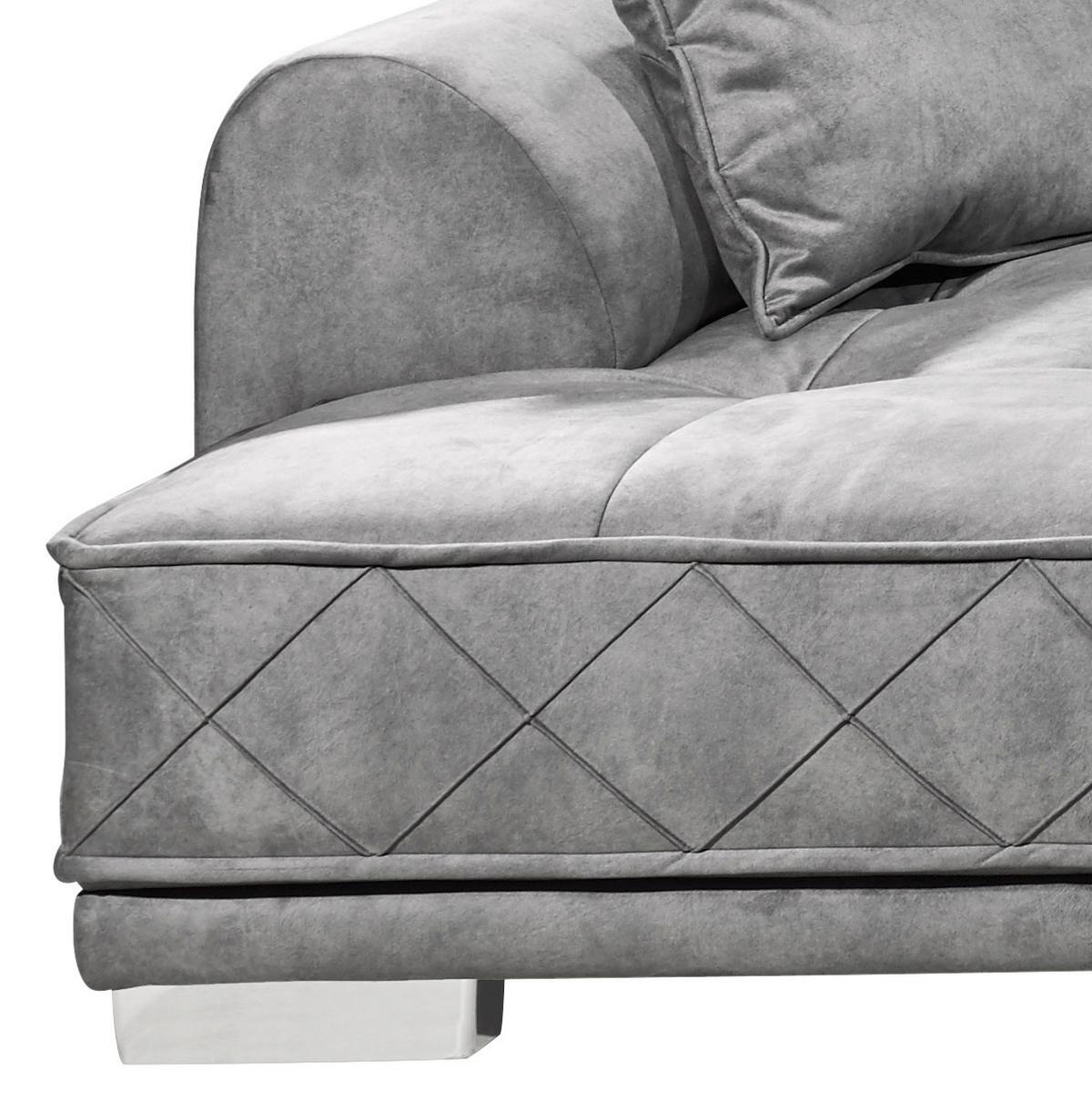 Sedacia súprava v tvare L SENTINA sivá - sivá/strieborná, Basics, textil/plast (319/194cm) - MID.YOU