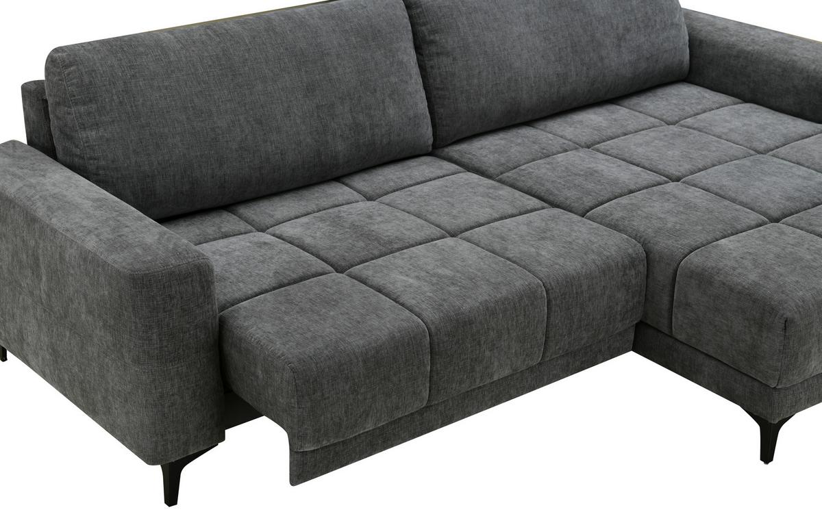 Ecksofa mit Relaxfunktion Chandler - Dunkelgrau/Schwarz, MODERN, Textil (246/165cm) - MID.YOU