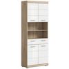 Hochschrank Lambada Weiß Hg Sonoma Eiche Dekor - Weiß Hochglanz/Silberfarben, MODERN, Holzwerkstoff (74/191/31cm) - MID.YOU