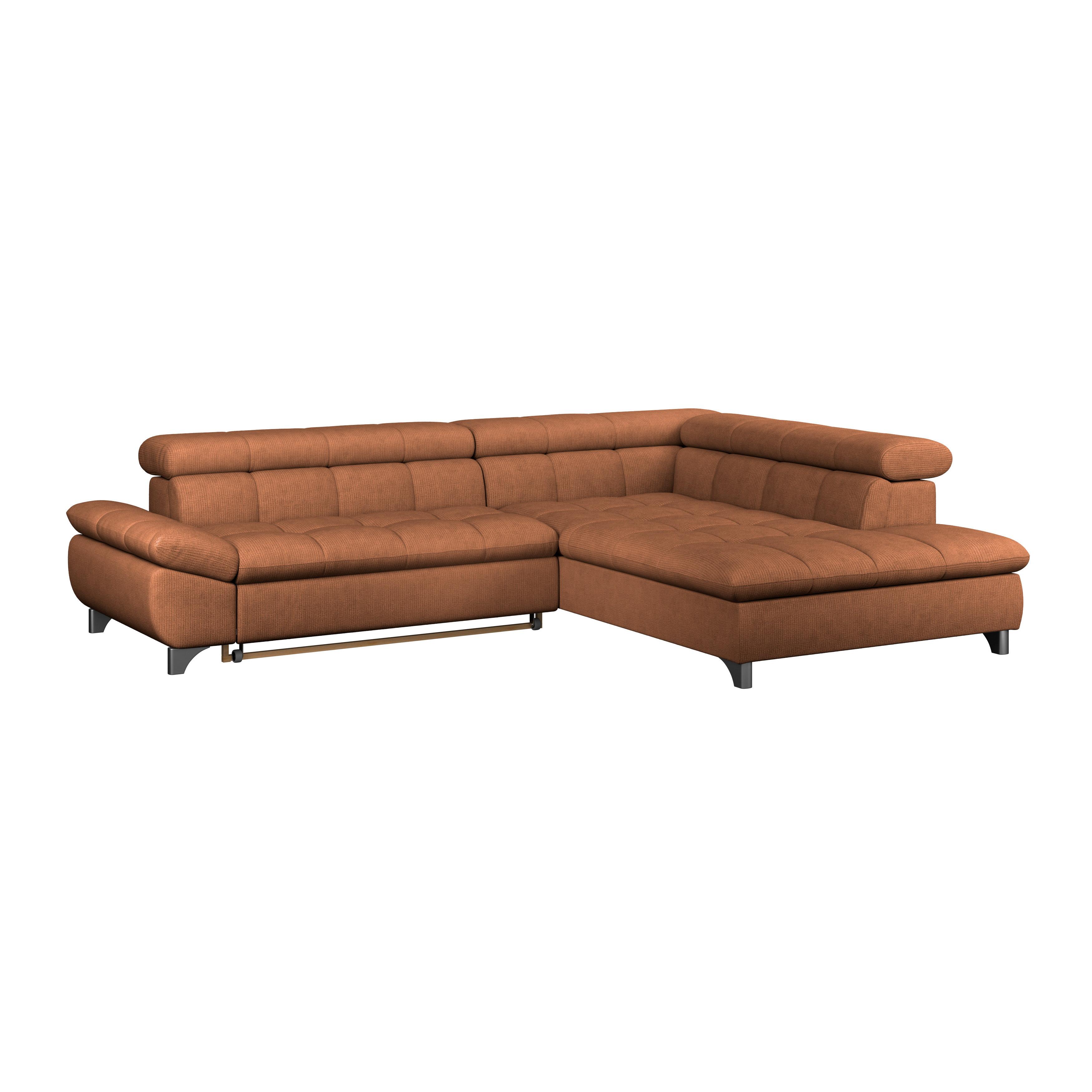 Rohová sedačka GEMINI S, pravá, terakotová ženilka - terakotová/chrómová, Konventionell, kov/textil (312/234cm)