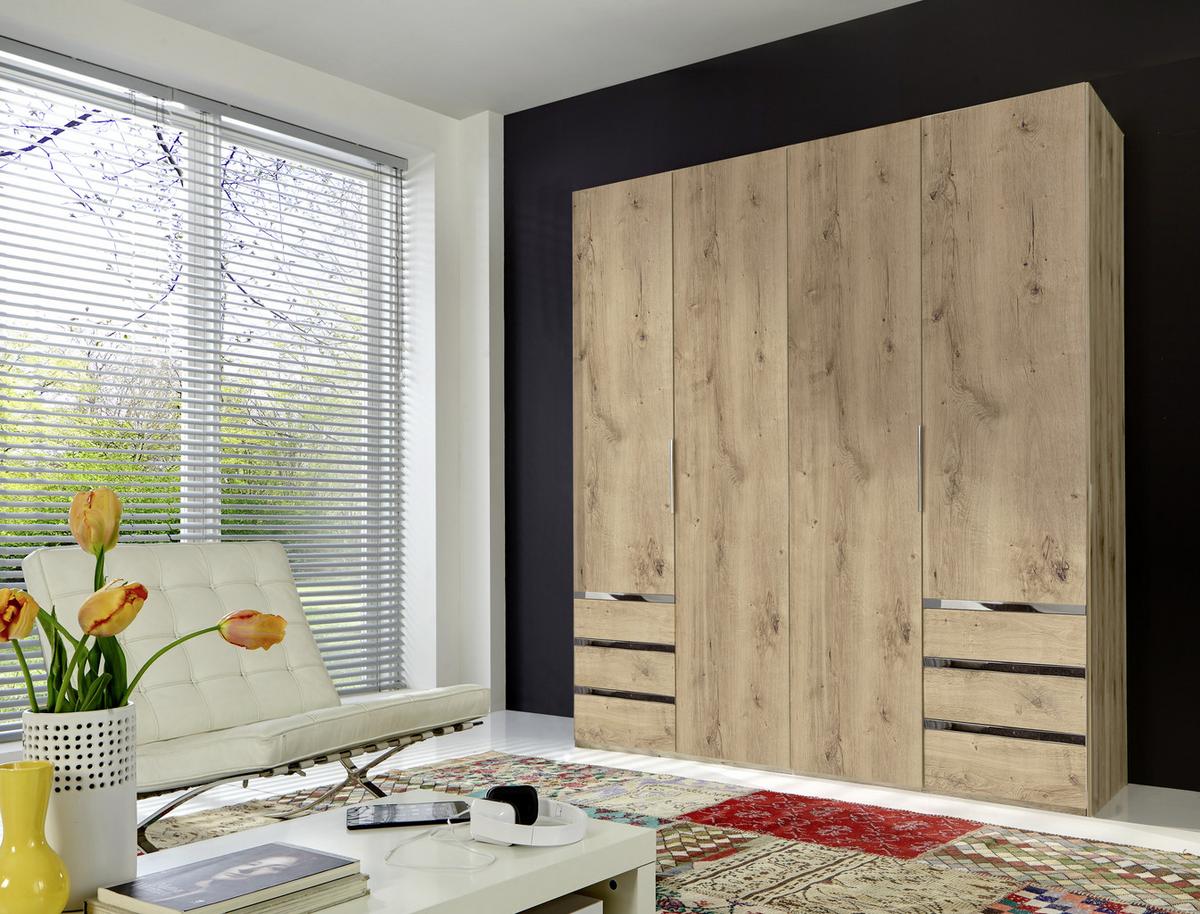 Drehtürenschrank mit Laden 200cm Level 36a, Eiche Dekor - Plankeneiche/Eichefarben, MODERN, Holzwerkstoff (200/216/58cm) - MID.YOU