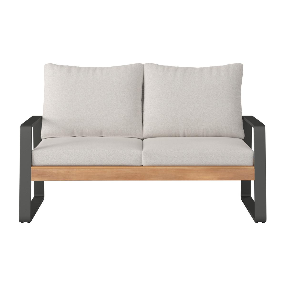 TERASOVÁ SEDACIA SÚPRAVA ALEXA - krémová/farba tíku, Modern, kov/drevo (150/81/85,5cm) - Bessagi Garden