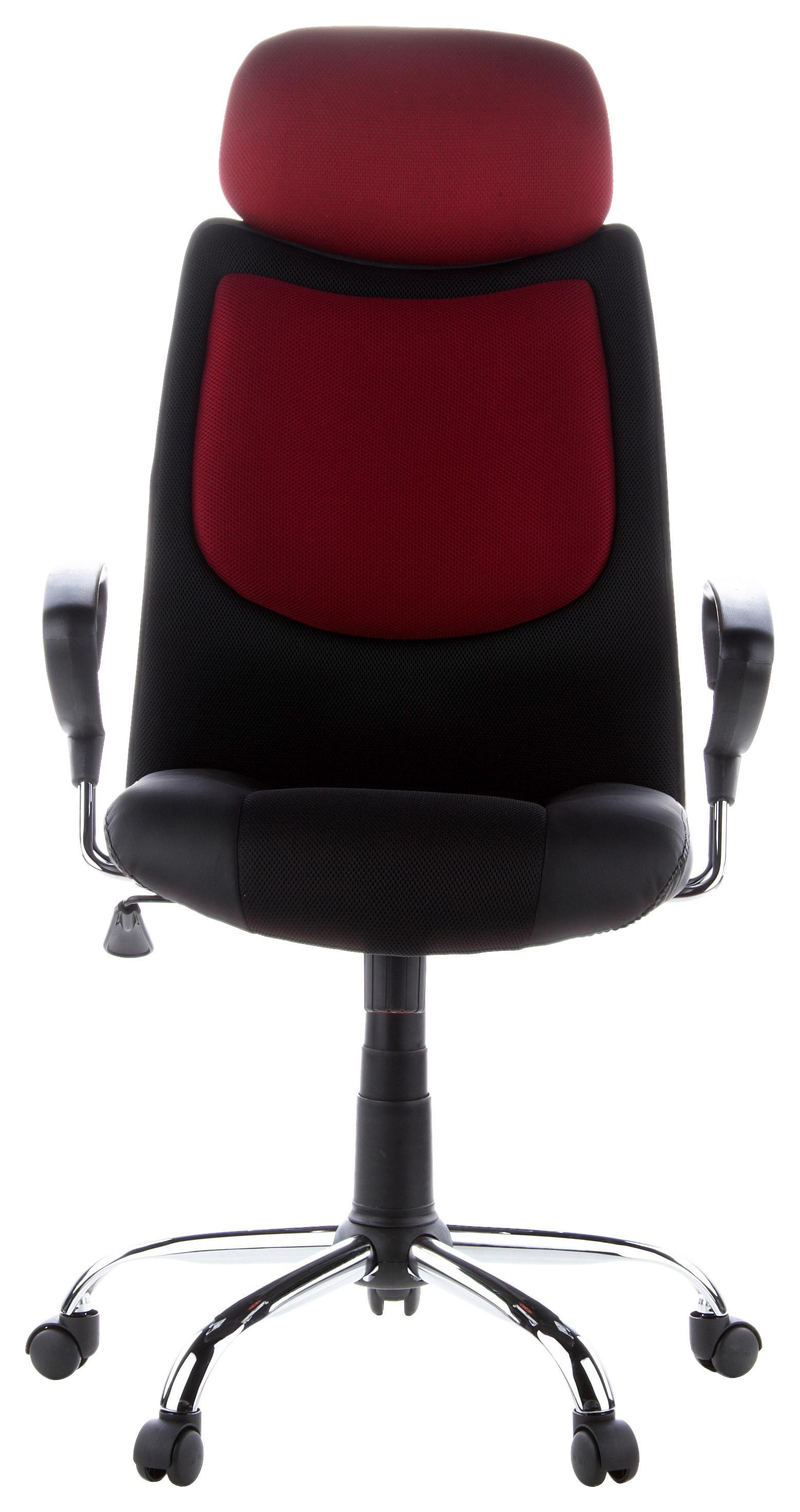 Drehstuhl City 80 Mit Wippfunktion Schwarz/Rot - Silberfarben/Weinrot, Basics, Kunststoff/Textil (62/129/52cm) - MID.YOU