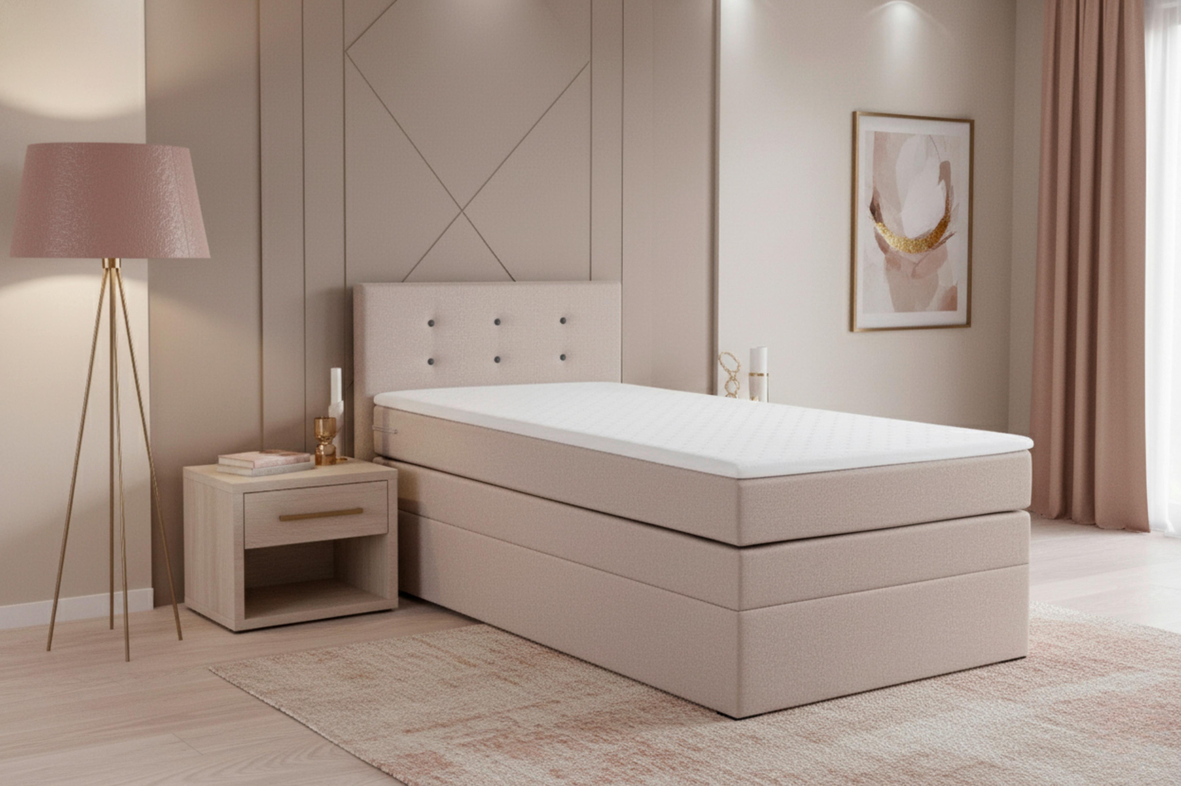 Boxspringbett Siam 2 90x200 Rosa - Schwarz/Rosa, MODERN, Holzwerkstoff/Textil (90/200cm) - MID.YOU